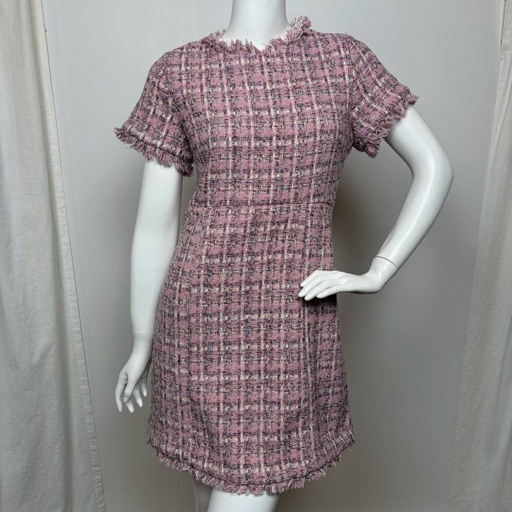 Olivaceous Tweed Shimmer Mini Dress Barbie Pink Size Large